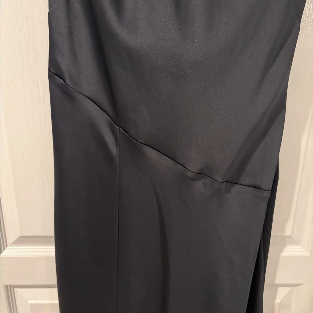 Ramy Brook Black Satin Joanna Gown Size 12 - Picture 7 of 10